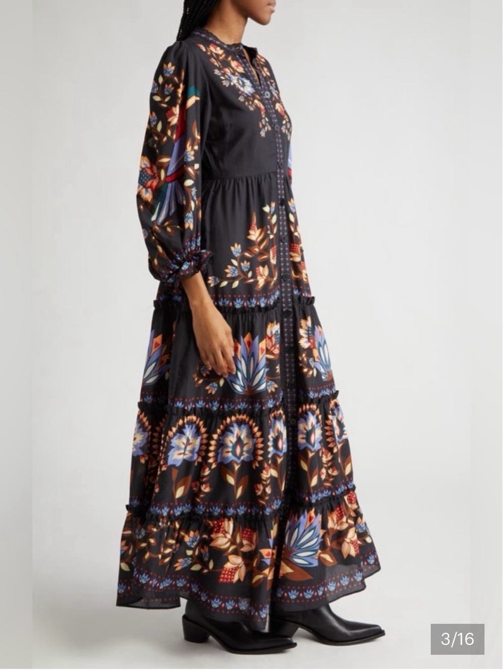 FARM RIO Black Floral Tiered Maxi Dress - Black - Picture 4 of 13